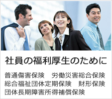 社員の福利厚生のために 普通傷害保険 労働災害総合保険 総合福祉団体定期保険 財形保険 団体長期障害所得補償保険